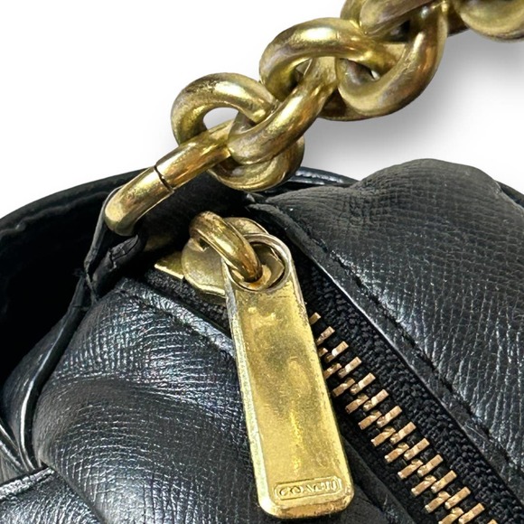 Coach Black Campbell Turnlock Leather Crossbody Camera Bag Chain Strap F24843 - Picture 10 of 14